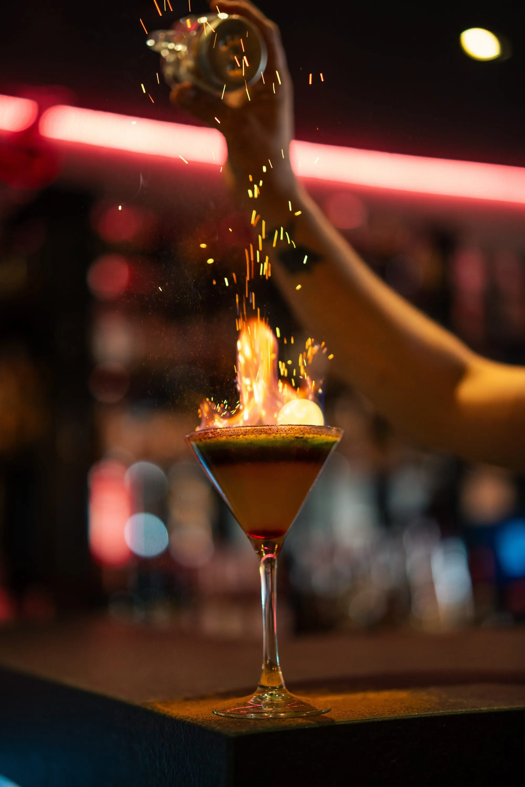 Signature cocktails at Fire & Ice bar, Hatch End London